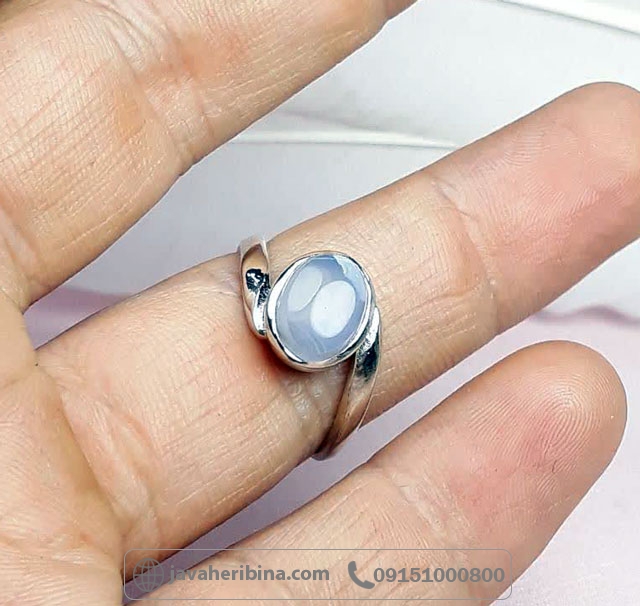 انگشتر عقیق یمنی کبود زنانه زیبا _کد:34922