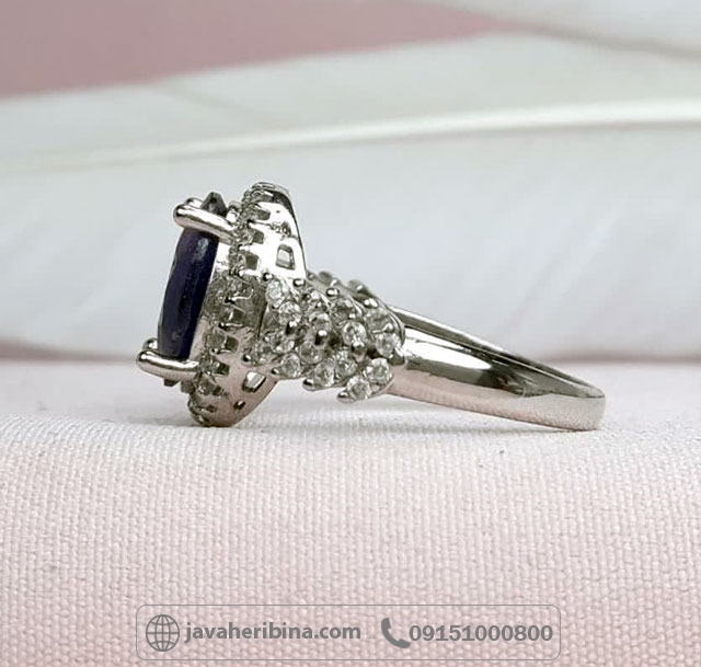 انگشتر یاقوت کبود نقره زنانه خوش رنگ _کد:34946 انگشتر یاقوت کبود نقره زنانه خوش رنگ _کد:34946