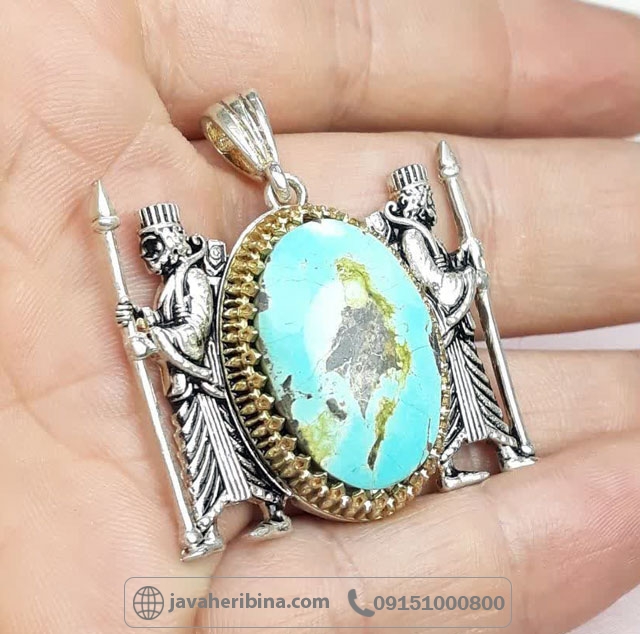 گردنبند فیروزه نیشابوری طرح هخامنشی _کد:34948 گردنبند فیروزه نیشابوری طرح هخامنشی _کد:34948