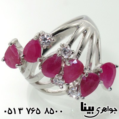 انگشتر یاقوت سرخ طرح اشک موج سطنتی زنانه