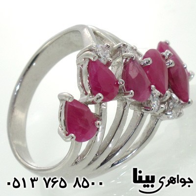 انگشتر یاقوت سرخ طرح اشک موج سطنتی زنانه