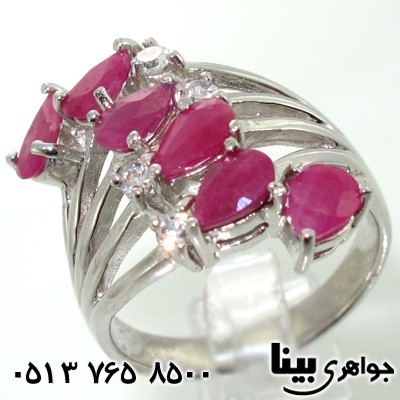 انگشتر یاقوت سرخ طرح اشک موج سطنتی زنانه