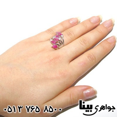 انگشتر یاقوت سرخ طرح اشک موج سطنتی زنانه