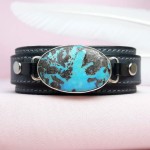 دستبند فیروزه نیشابوری مردانه با چرم طبیعی _کد:۳۴۹۵۲