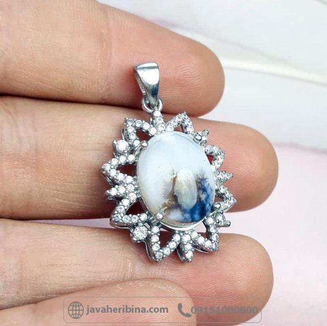 گردنبند عقیق شجری نقره زنانه طرح خورشید _کد:34953 گردنبند عقیق شجری نقره زنانه طرح خورشید _کد:34953