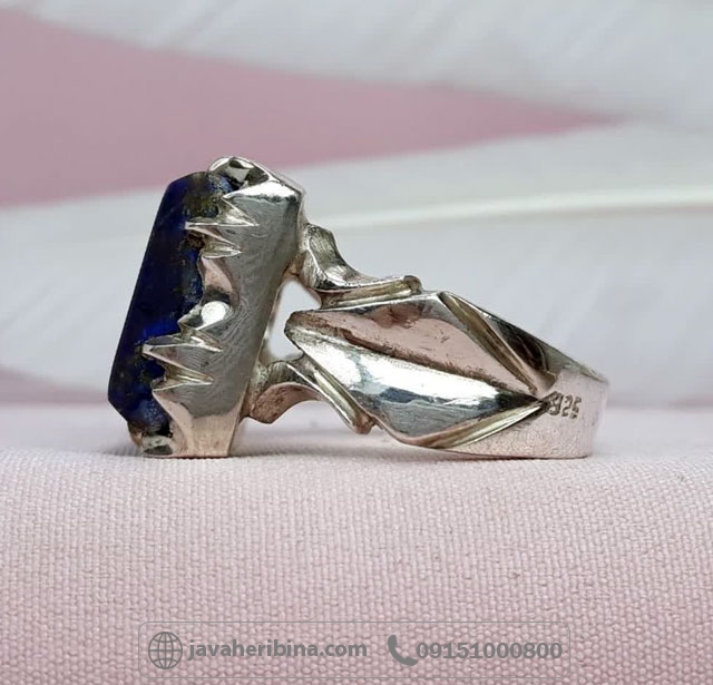 انگشتر لاجورد نقره مردانه دست ساز و فاخر _کد:34954