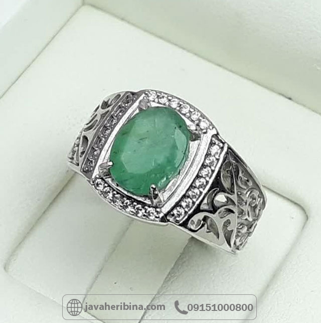 انگشتر زمرد نقره مردانه فاخر و زیبا _کد:34956 انگشتر زمرد نقره مردانه فاخر و زیبا _کد:34956