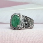 انگشتر زمرد نقره مردانه فاخر و زیبا _کد:۳۴۹۵۶