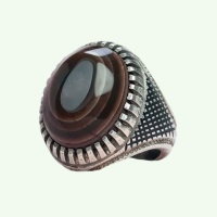 انگشتر عقیق باباقوری یمنی نقره مردانه دست ساز 