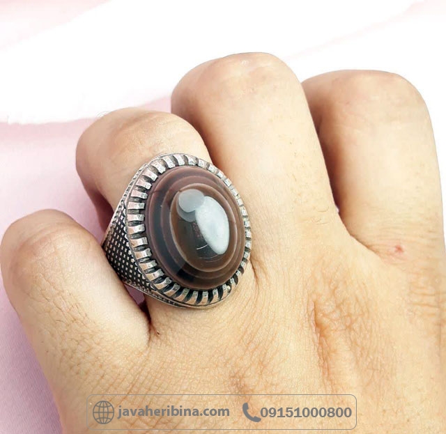 انگشتر عقیق باباقوری یمنی نقره مردانه دست ساز _کد:34957 انگشتر عقیق باباقوری یمنی نقره مردانه دست ساز _کد:34957