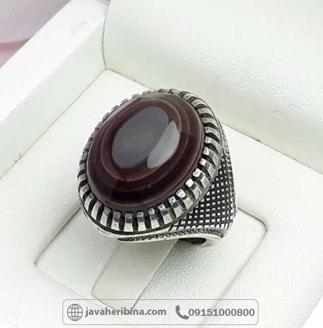 انگشتر عقیق باباقوری یمنی نقره مردانه دست ساز _کد:34957 انگشتر عقیق باباقوری یمنی نقره مردانه دست ساز _کد:34957