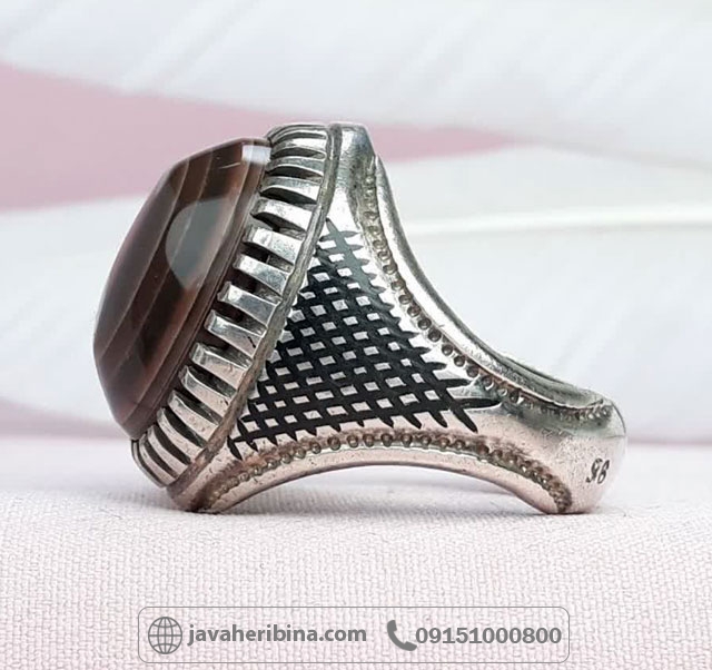 انگشتر عقیق باباقوری یمنی نقره مردانه دست ساز _کد:34957 انگشتر عقیق باباقوری یمنی نقره مردانه دست ساز _کد:34957