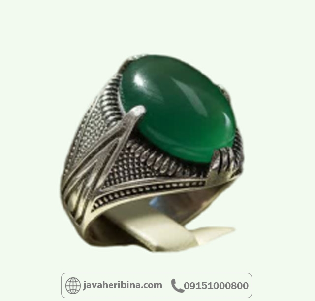 انگشتر عقیق سبز نقره مردانه خوش رنگ _کد:34961 انگشتر عقیق سبز نقره مردانه خوش رنگ _کد:34961