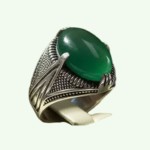 انگشتر عقیق سبز نقره مردانه خوش رنگ _کد:۳۴۹۶۱