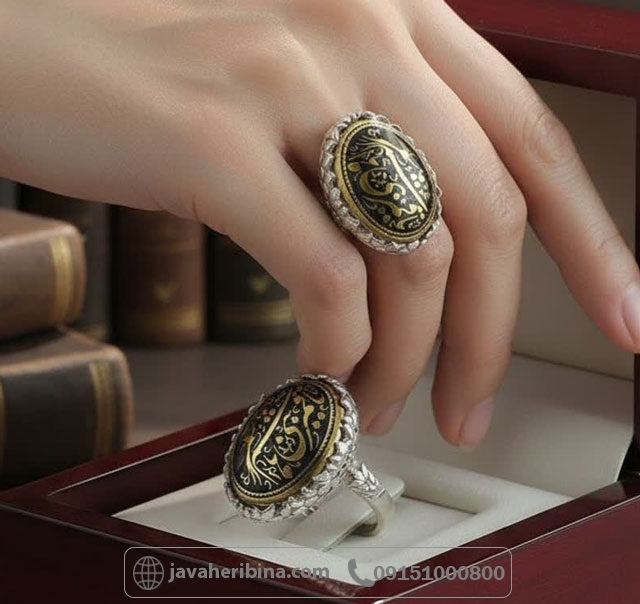 انگشتر حدید نقره زنانه با حکاکی یا قمربنی هاشم _کد:34964 انگشتر حدید نقره زنانه با حکاکی یا قمربنی هاشم _کد:34964