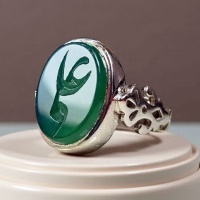 انگشتر عقیق سبز دست ساز مردانه با حکاکی علی 