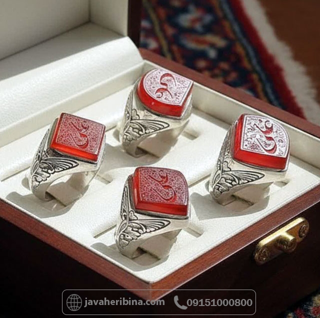 انگشتر عقیق یمنی نقره مردانه با تراش نقطه و حکاکی علی علیه السلام _کد:34969