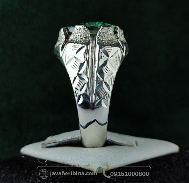 انگشتر الماس موزونایت سبز فاخر دست ساز _کد:34970