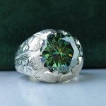 انگشتر الماس موزونایت سبز فاخر دست ساز _کد:۳۴۹۷۰