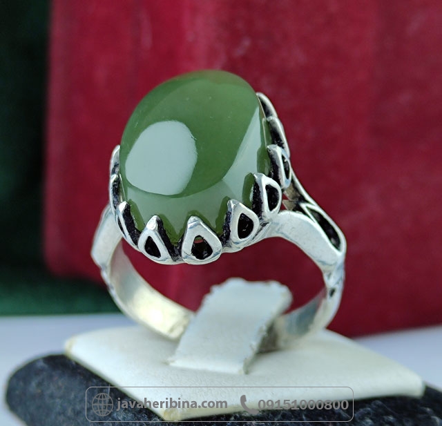 انگشتر یشم یمنی نقره مردانه _کد:34971