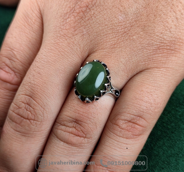 انگشتر یشم یمنی نقره مردانه _کد:34971