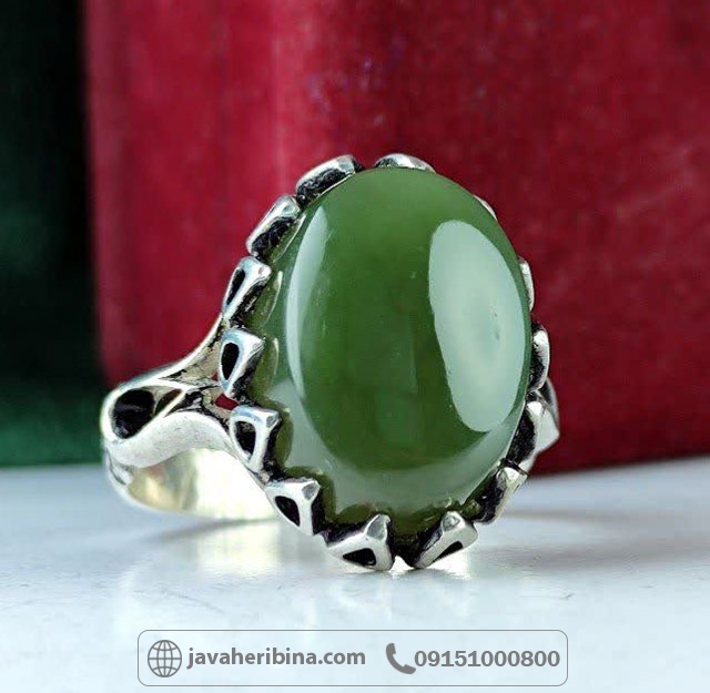 انگشتر یشم یمنی نقره مردانه _کد:34971