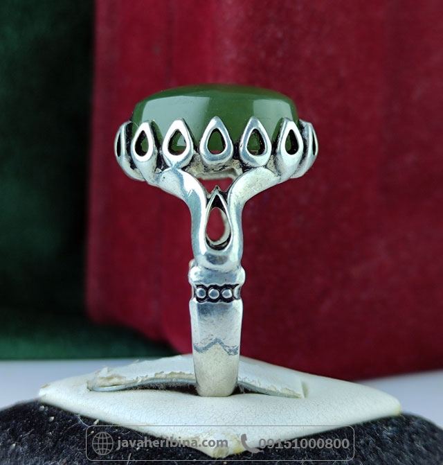 انگشتر یشم یمنی نقره مردانه _کد:34971