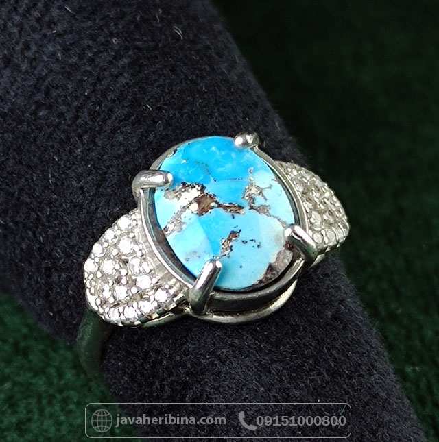 انگشتر فیروزه نیشابوری جواهری زنانه _کد:34972