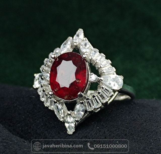 انگشتر یاقوت سرخ نقره زنانه بسیار زیبا _کد:34973