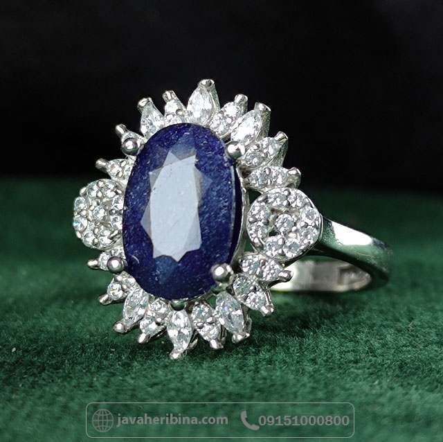 انگشتر یاقوت کبود نقره زنانه بسیار زیبا _کد:34974