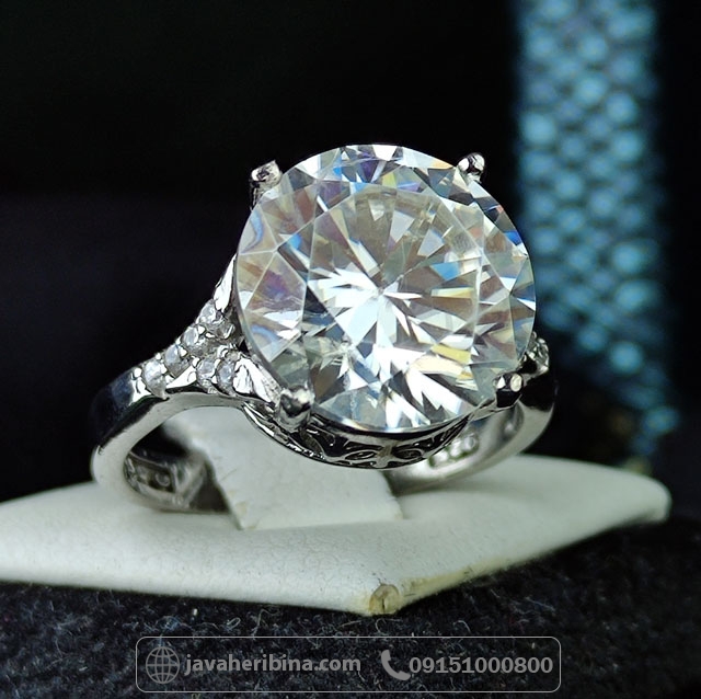 انگشتر الماس موزونایت سفید زنانه زیبا _کد:34975