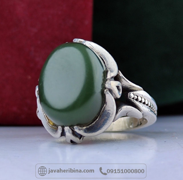 انگشتر یشم یمنی نقره مردانه _کد:34977