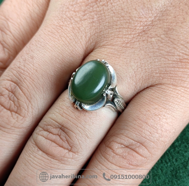 انگشتر یشم یمنی نقره مردانه _کد:34977