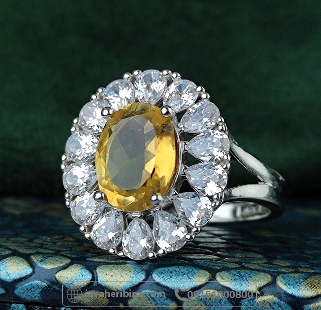 انگشتر سیترین نقره زنانه بسیار زیبا _کد:34978