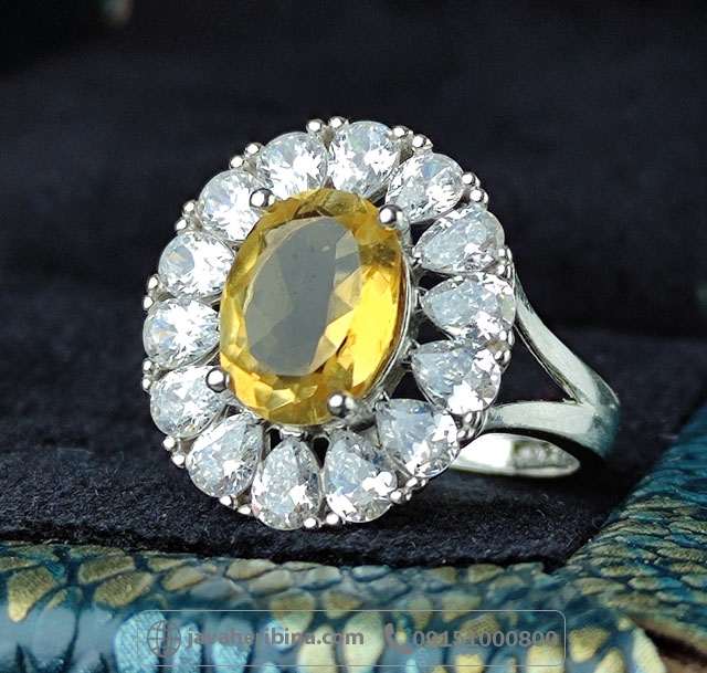 انگشتر سیترین نقره زنانه بسیار زیبا _کد:34978