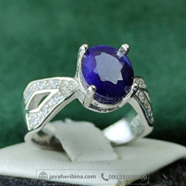 انگشتر یاقوت کبود نقره زنانه _کد:34979