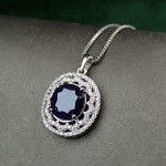 گردنبند یاقوت کبود نقره زنانه بدون زنجیر _کد:۳۴۹۸۱