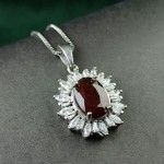 گردنبند یاقوت گارنت نقره زنانه بدون زنجیر _کد:34982