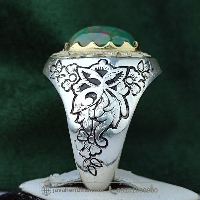 انگشتر اوپال اتیوپی با مخراج 4 قطعه برلیان _کد:34987