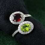 انگشتر چند جواهر زبرجد و یاقوت گارنت زنانه _کد:34990