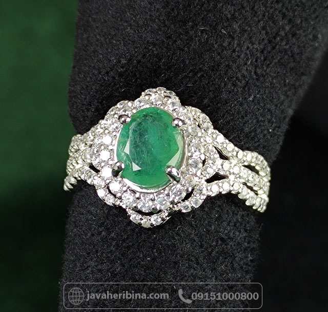 انگشتر زمرد زامبیا نقره زنانه _کد:34991