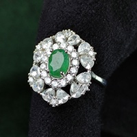 انگشتر زمرد زامبیا رودیوم بسیار خوشرنگ زنانه 