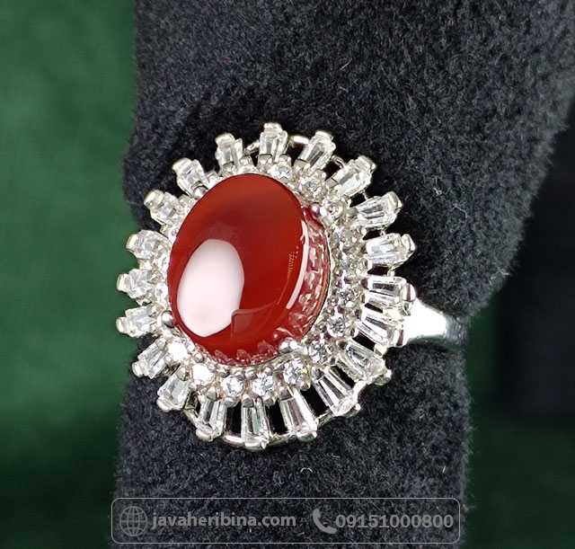 انگشتر عقیق یمنی سرخ زنانه زیبا _کد:34993