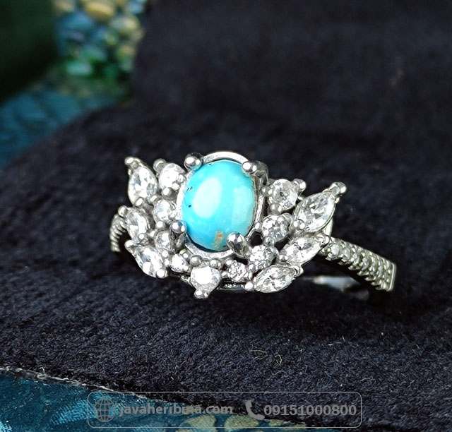 انگشتر فیروزه نیشابوری زنانه جواهری _کد:34996