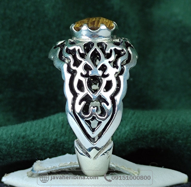 انگشتر سیترین نقره مردانه دست ساز و فاخر _کد:34998