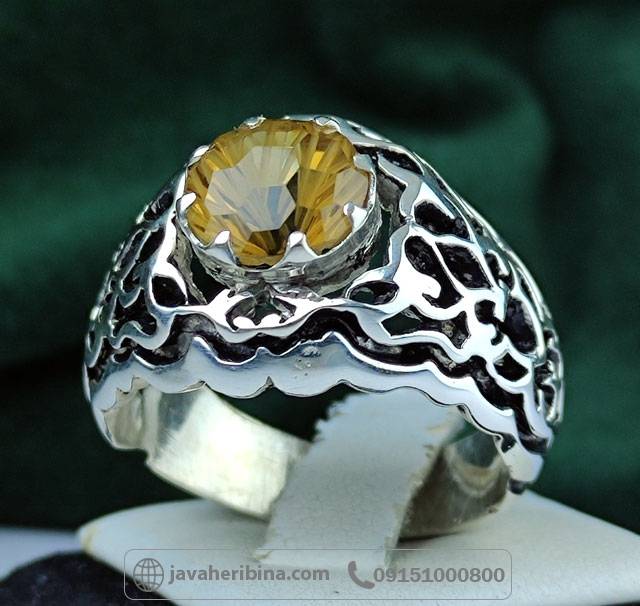 انگشتر سیترین نقره مردانه دست ساز و فاخر _کد:34998