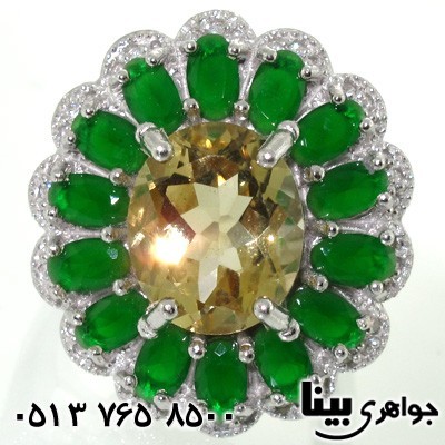 انگشتر سیترین درشت وجید سبز اشرافی زنانه