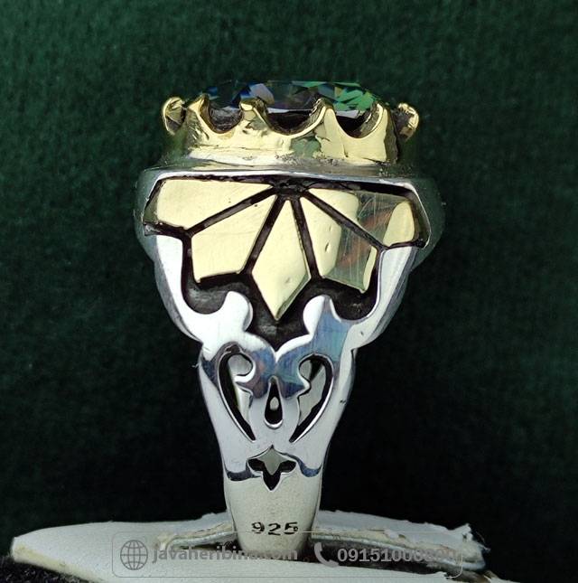 انگشتر الماس موزونایت سبز فاخر دست ساز _کد:35000