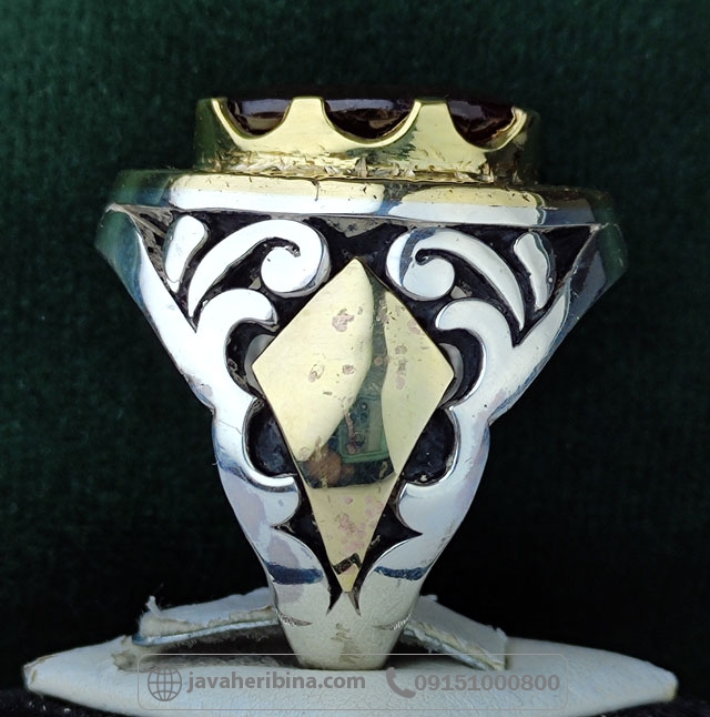 انگشتر یاقوت گارنت با 8 قطعه برلیان اصلی فاخر _کد:35001