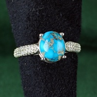 انگشتر فیروزه نیشابوری زنانه با حکاکی رب لاتذرنی فردا... 